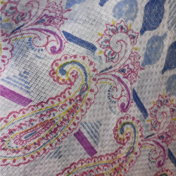 Lightweight Paisley Kimono Cardigan - Pink, Blue, White - Picture 3 of 7